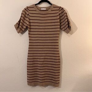 Spencer + Ella Dress Beige and Dark Brown Striped Size Small